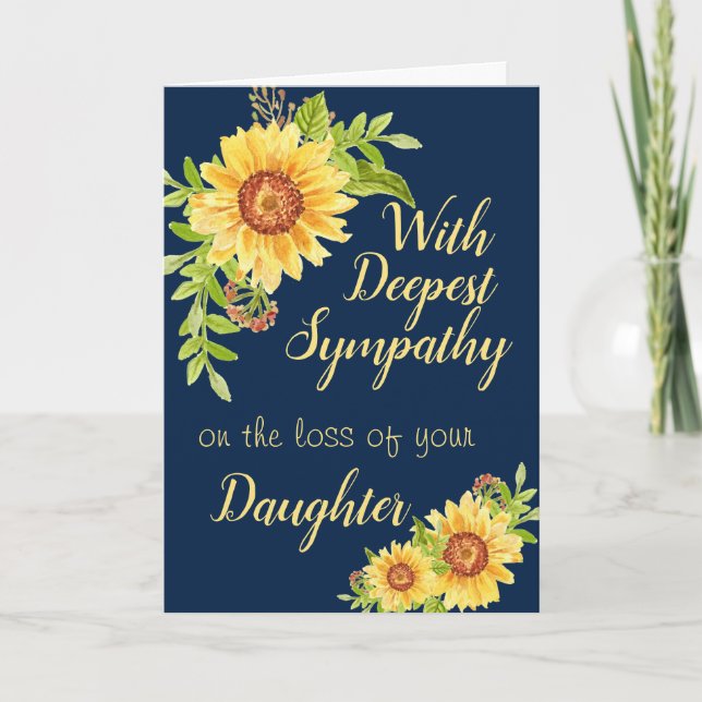 Tarjeta Solidaridad personalizado Floral Girasol Hija Azul (Anverso)