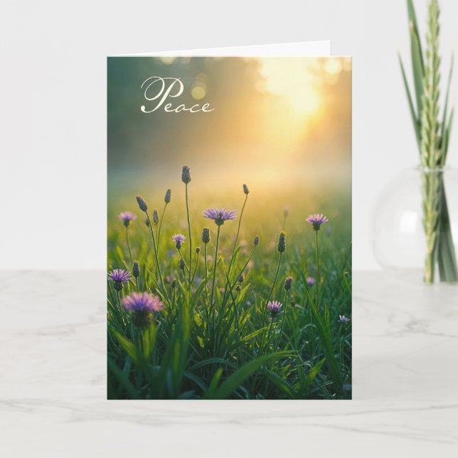 Tarjeta Solidaridad Púrpura Flores Silvestres En Misty Mea (Anverso)