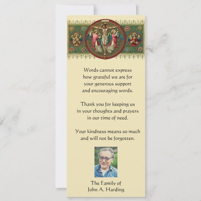 Tarjeta Solidaridad religiosa católica funeraria gracias (Anverso)