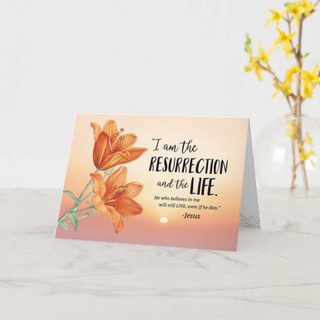 Tarjeta Solidaridad, soy la Resurrección y la Vida (flor amarilla)