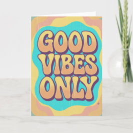 Tarjeta Sólo buenas vibras estilo retro groovy