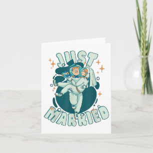 Tarjeta Solo Casado - Astronautas Graciosos Groom Y Novia 