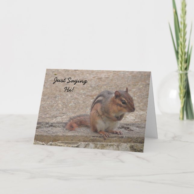Tarjeta Sólo digo hola, linda chipmunk Miss you card (Anverso)