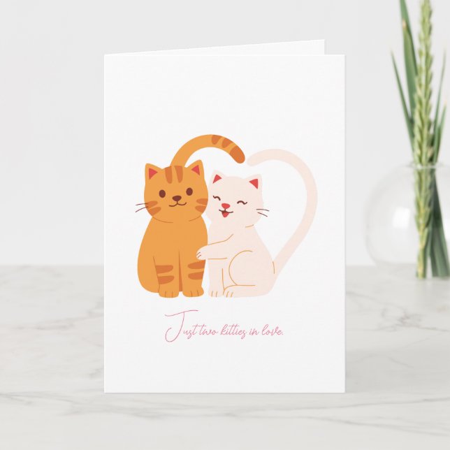 Tarjeta Solo dos gatitos enamorados en San Valentín (Anverso)