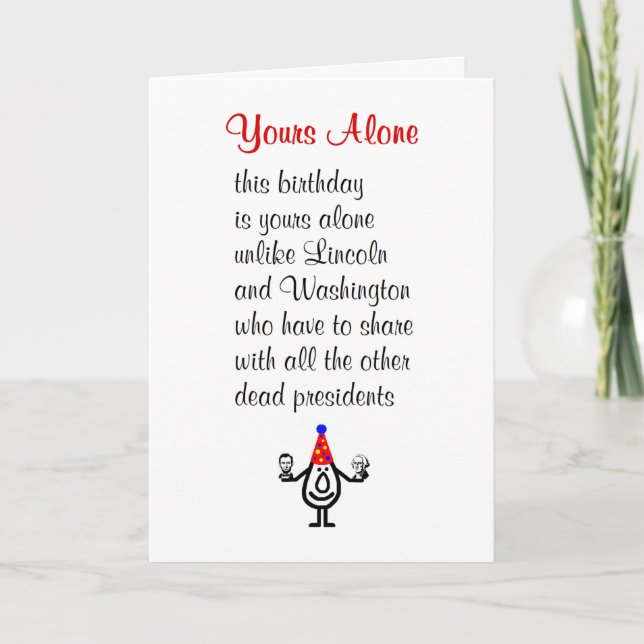 Tarjeta Solo el tuyo es un divertido poema de cumpleaños f (Anverso)