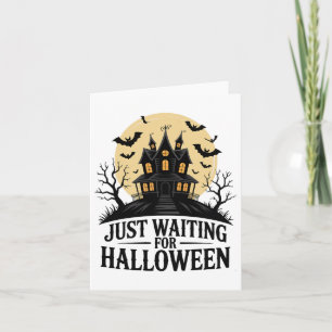 Tarjeta Solo esperando para Halloween Casa de Murciélagos