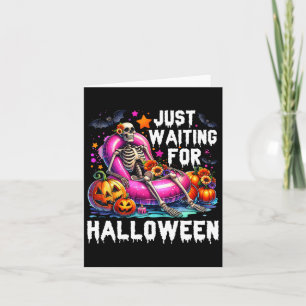 Tarjeta Sólo Esperando Por El Skeleton De Halloween Spooky