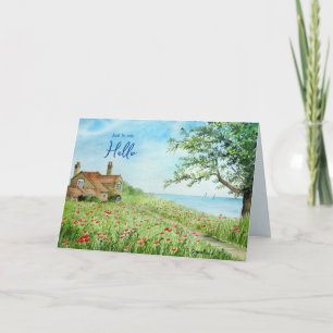 Tarjeta Solo para decir hola Pintura en acuarela de campo
