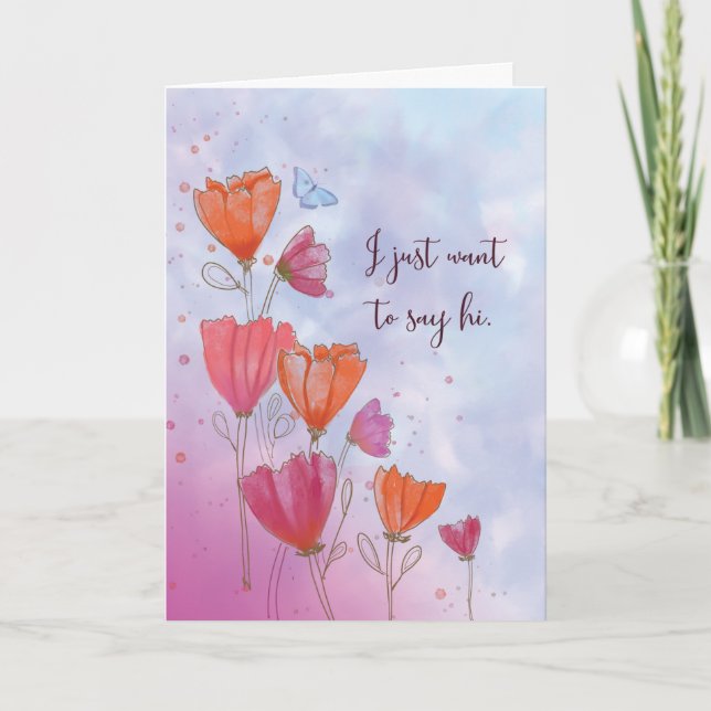 Tarjeta Sólo para decir su Naranja y mariposa de flores ro (Anverso)