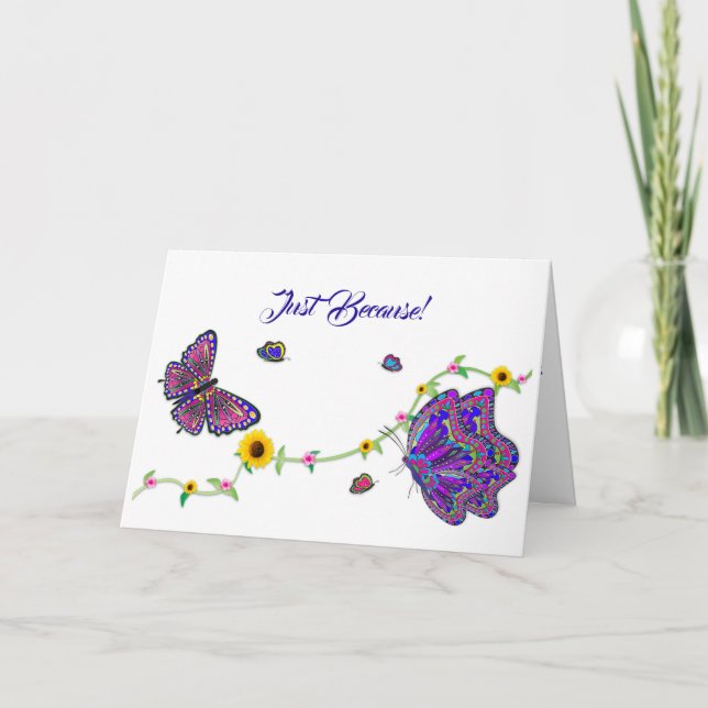 Tarjeta Sólo porque las mariposas y las flores grandes (Anverso)