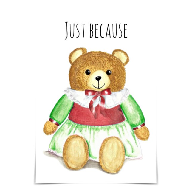 Tarjeta "Sólo porque" Oma Bear Abrazo (Subido por el creador)