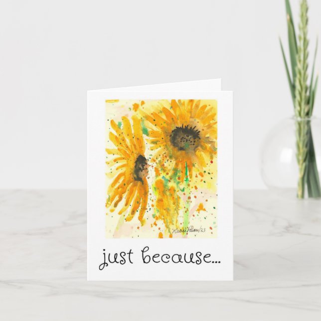 Tarjeta Sólo porque tarjeta, arte acuático de girasol (Anverso)