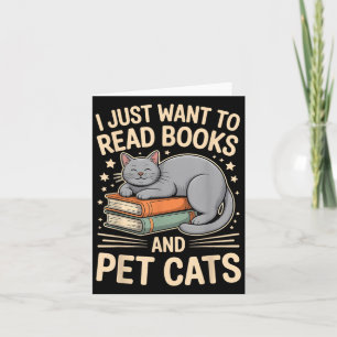 Tarjeta Solo Quiero Leer Libros Y Gatos Mascotas Graciosam
