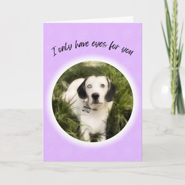 Tarjeta Solo tengo ojos para ti lindo perro Valentine (Anverso)