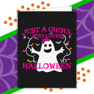 Tarjeta Sólo un Chica que ama al fantasma rosado de Hallow