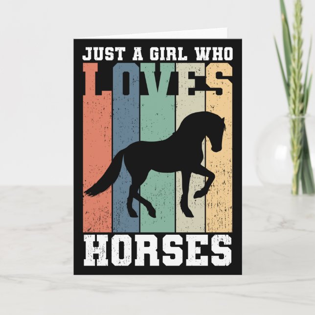 Tarjeta Sólo un chica que ama los caballos | Caballo retro (Anverso)