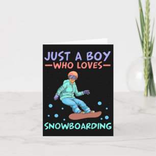Tarjeta Solo un chico que ama el snowboard esquiando snowb