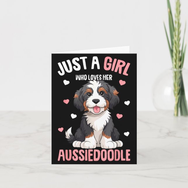 Tarjeta Solo Una Chica Que Ama A Su Aussiedoodle Aussie Do (Anverso)