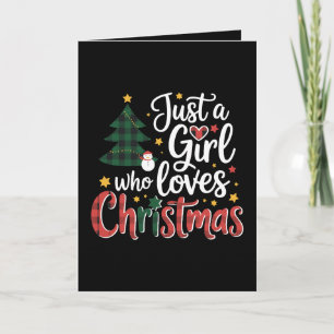 Tarjeta Sólo Una Chica Que Ama La Navidad Plaid Árbol Muñe