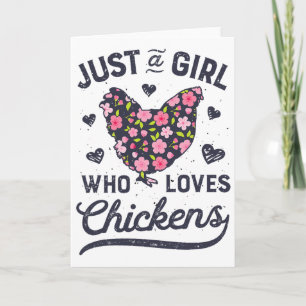 Tarjeta Sólo una chica que ama los pollos Granja de flores