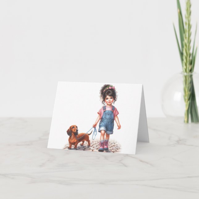 Tarjeta Sólo una chica y su Dachshund (descargable) (Anverso)