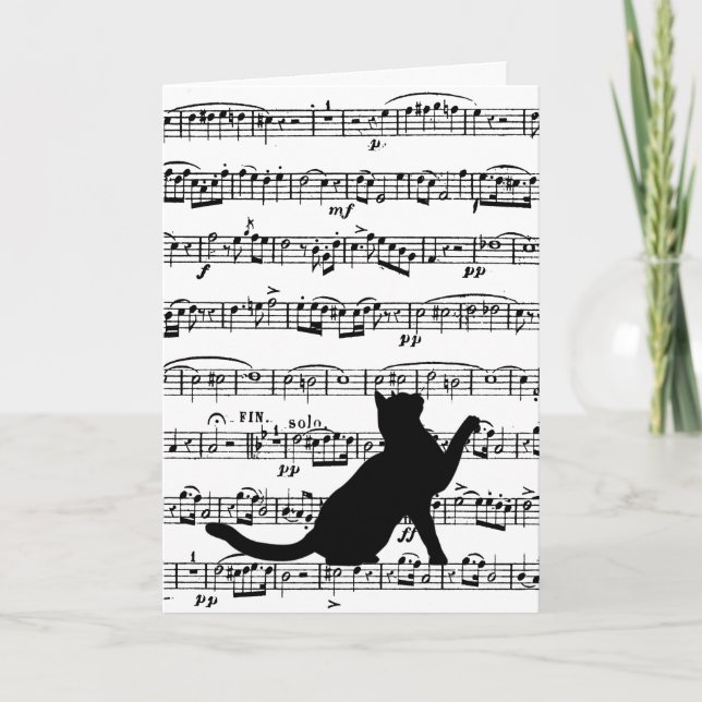 Tarjeta sólo una nota, gato negro en la música (Anverso)
