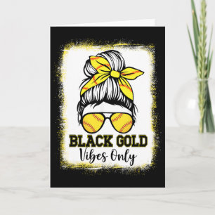 Tarjeta Solo Vibraciones de Oro Negro Camiseta Suave Mujer