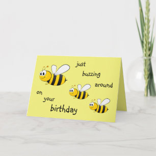 Tarjeta solo zumbar alrededor abeja de dibujos animados