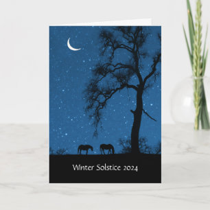 Tarjeta Solsticio de Invierno 2024 Con Caballos Luna Creci