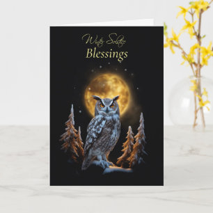 Tarjeta Solsticio de Invierno con Búho y Bendición Lunar