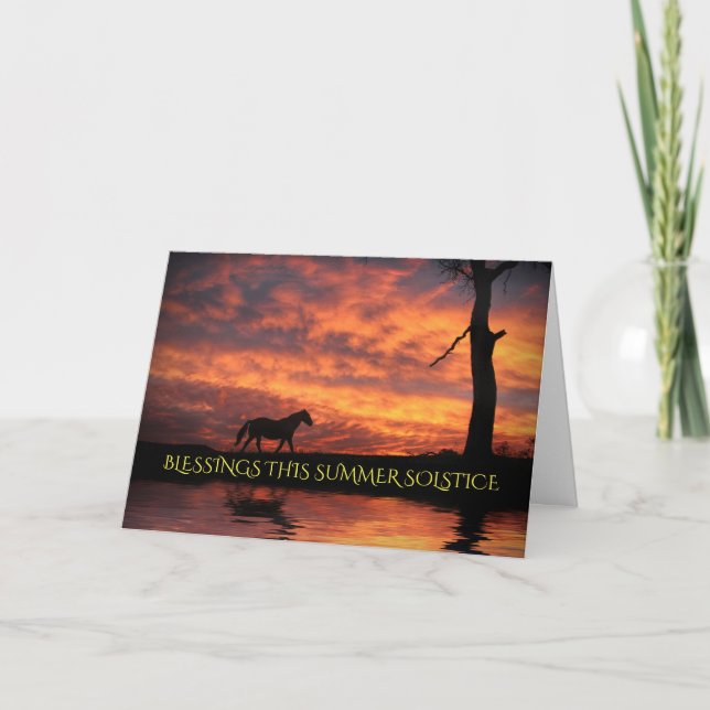 Tarjeta Solsticio de verano: Caballo y luz de agua (Anverso)
