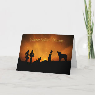 Tarjeta Solsticio de Verano con Coyote de Roble del Suroes