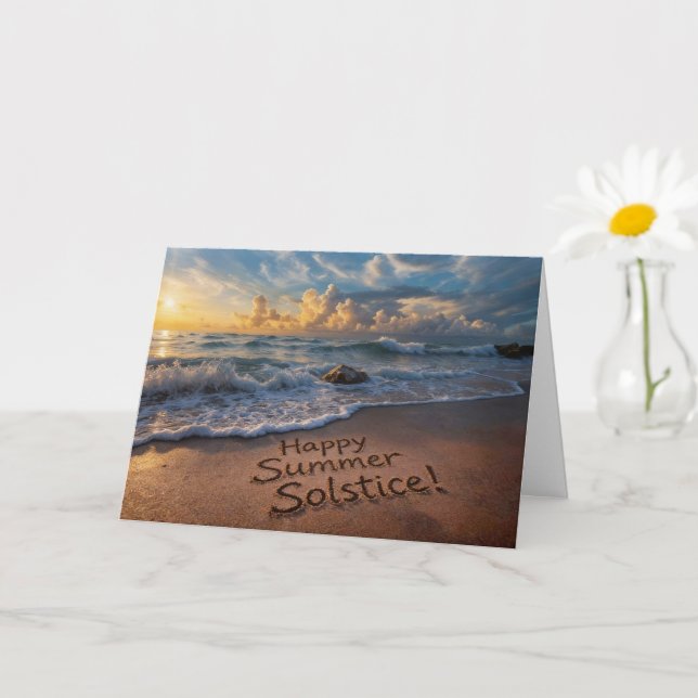Tarjeta Solsticio de Verano Costa Playa junto al Mar con N (Planta pequeña)