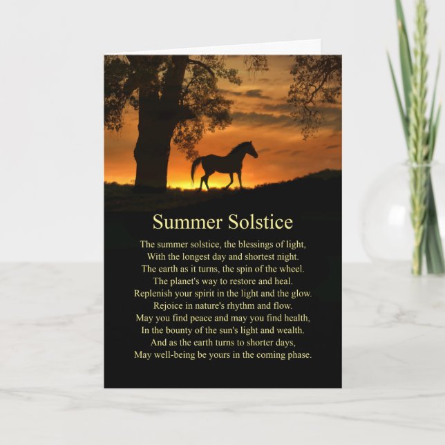 Tarjeta Solsticio de verano veraniego veranos caballo de r (Anverso)