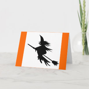 Tarjeta Sombra de bruja voladora   Clásico de Halloween Vi