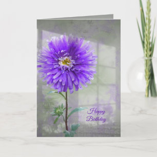 Tarjeta Sombra de la ventana de la dahlia de cumpleaños