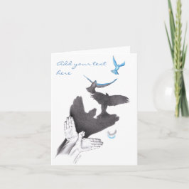 Tarjeta Sombra de mano Aves voladoras Ilusión Arte surreal