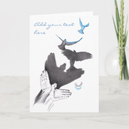 Tarjeta Sombra de mano Aves voladoras Ilusión Arte surreal