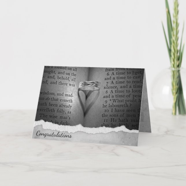 Tarjeta Sombra del corazón del anillo del boda (Anverso)