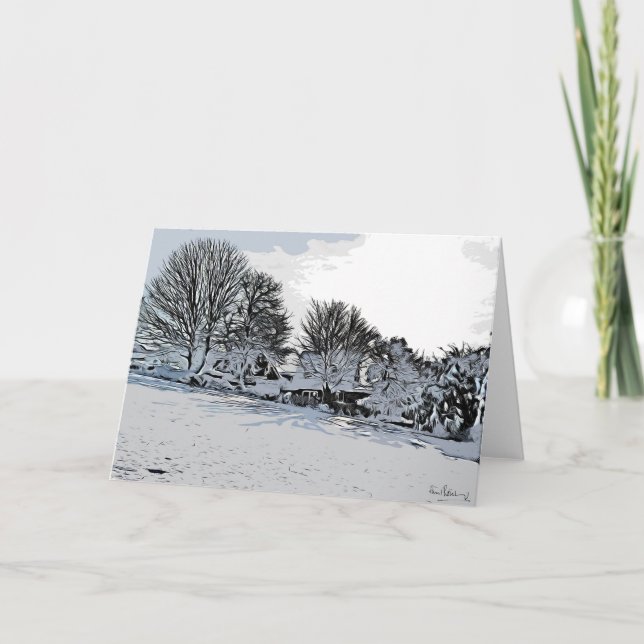 Tarjeta 'Sombras de invierno', Harthill con Woodall. (Anverso)