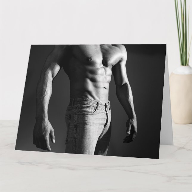 Tarjeta Sombras Músculos Hot Guy Greetings Card (Anverso)