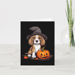 Tarjeta Sombrero de Bruja de Halloween Calabaza Perro Beag