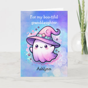 Tarjeta Sombrero de Bruja Encantador Fantasma Halloween Ni