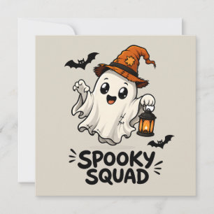 Tarjeta Sombrero de Bruja Fantasma Adorable Halloween Boo 