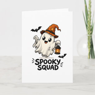 Tarjeta Sombrero de Bruja Fantasma Adorable Halloween Boo
