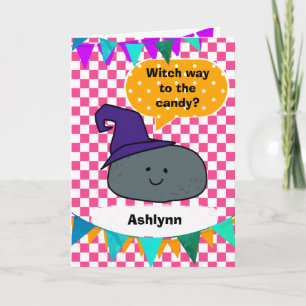 Tarjeta Sombrero de Bruja Lindo Personalizado Halloween pa