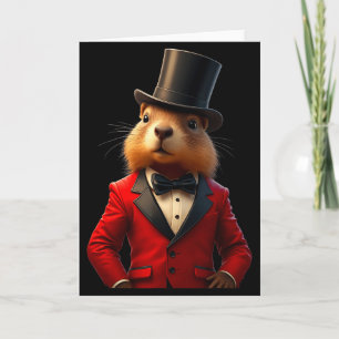 Tarjeta Sombrero de caballero Feliz día de la marmota 2025