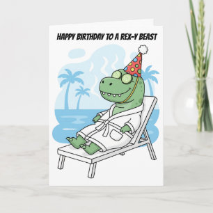 Tarjeta Sombrero de cumpleaños de T-Rex divertido de día d