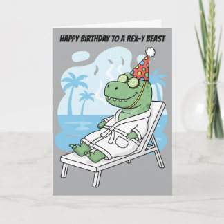 Tarjeta Sombrero de cumpleaños de T-Rex divertido de día d