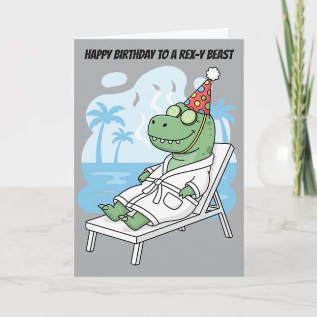Tarjeta Sombrero de cumpleaños de T-Rex divertido de día d (Anverso)